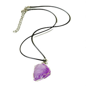 Gran oferta, collar con colgante de piedra de cristal de amatista Natural para mujer, joyería de piedras preciosas en bruto envuelta en alambre de mano, abalorios artesanales irregulares - Product Image 5