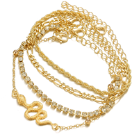 Bracelet Chaîne Épaisse Métal Lourd Plaqué Or VKME Style Punk Amour, Ensemble de Bracelets Rétro Tendance pour Femme, Cadeau Bijoux Mode