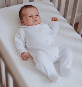 Ensembles de vêtements pour bébé, <span class=keywords><strong>col</strong></span> Peter Pan avec bordure picotée, broderie personnalisée, barboteuse en coton 100% pour nouveau-né - Product Image 6
