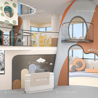 Área de Juegos Infantil Interior Moderna con Juego Interactivo de Tren de Alta Velocidad y Simulación de Cocina y Mercado