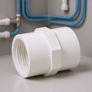 Raccord de visiographe lisse en CPVC Foset PVC-602 3/4 po femelle avec filetage NPT, connecteur de tuyau en plastique, tête de coulée en U-PVC 4 po - Product Image 2