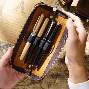 LABON custodia per penna in pelle bovina semplice <span class=keywords><strong>astuccio</strong></span> per penna da <span class=keywords><strong>uomo</strong></span> Mini piccola borsa per cancelleria portatile borsa per studenti femminili - Product Image 2