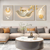 Tableau Décoratif Mural Luxe Moderne Abstrait en Toile Imprimé Cristal avec Plumes pour Salon