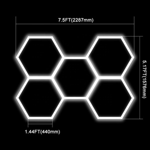 Lampes de garage hexagonales KCX, haute luminosité, lumière <span class=keywords><strong>LED</strong></span> hexagonale en nid d'abeille, 5 grilles pour garage, atelier de beauté automobile - Product Image 2