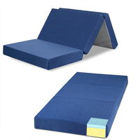 Colchón Plegable Triple con Bolsa de Almacenamiento, Colchón Plegable de 4 Pulgadas, Colchoneta de Espuma para Piso, Cama para Invitados con Funda Lavable a Máquina