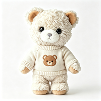 Ours en peluche personnalisé beige clair, moelleux, avec pull tricoté et broderie d'ours, jouet animal en peluche mignon et doux