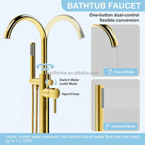 Rubinetto per <span class=keywords><strong>vasca</strong></span> <span class=keywords><strong>da</strong></span> <span class=keywords><strong>bagno</strong></span> autoportante; con due modalità di flusso dell'acqua; soffione doccia girevole a collo di cigno con funzione doccia manuale - Product Image 3