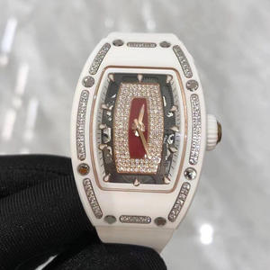 Nouvelle montre 2026 RM007 en céramique blanche, montre tonneau, montre pour femme de haute qualité incrustée de diamants - Product Image 3