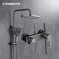 Ensemble de douche complet de luxe en laiton pour salle de bain, avec douchette à main et douche pluie murale, 3 fonctions, pour appartement et projet hôtelier