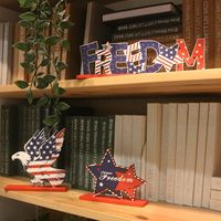 Ensemble de décoration de table patriotique pour le 4 juillet, drapeau américain en bois, aigle, étoile, décoration pour la fête de l'indépendance américaine, décoration de fête à domicile