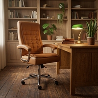 Chaise de bureau ergonomique pivotante moderne pour la maison et le bureau, avec accoudoirs chromés et appui-tête inclinable