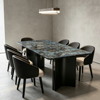 Luxuriöse Blaue Jade-Marmor Esstisch- und Stuhl-Kombination Hochwertig Modern Umweltfreundlich Langlebig für Hotel & Zuhause