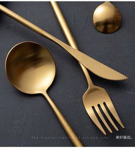 Juego de Cubiertos de Acero Inoxidable 304 de Lujo Ecológico, Acabado Mate Dorado Portugués, 20 Piezas, para Bodas y Uso Doméstico, Gran Venta - Product Image 6