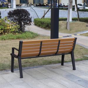 Modern Outdoor <strong>Garden</strong> <strong>Bench</strong> Weatherproof PS <strong>Wood</strong> Park <strong>Bench</strong> <strong>with</strong> Cast Iron Legs Powder Coated Street Furniture KD Design Ne - Product Image 5
