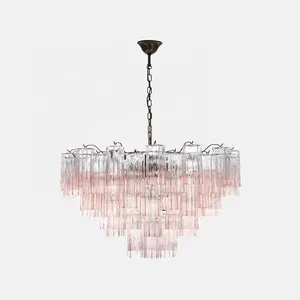 定制吊灯法国当代设计客厅Vill现代吸顶灯Led粉色水晶吊灯