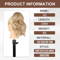 Extensions de cheveux synthétiques Julianna Wholesale Short 12 pouces Ciel Kanekalon Futura lisses et ondulées, queue de cheval à cordon