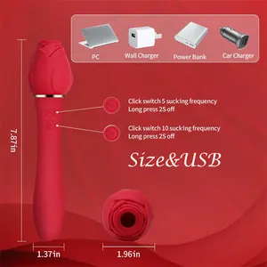 En çok satan yetişkin seks oyuncak gül şekli <span class=keywords><strong>2</strong></span> in 1 vibratör masaj değnek emme kadının hediyeler için gül çiçek stimülatörü - Product Image 4