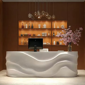 Mostrador de Recepción Moderno Extensible Blanco con Base LED Azul y Diseño de Carcasa Único para Oficinas, Vestíbulos, Hoteles y Centros Comerciales - Product Image 2