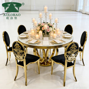 Mesas de boda elegantes, redondas, de acero inoxidable con tapa de vidrio, a precio económico. - Product Image 1