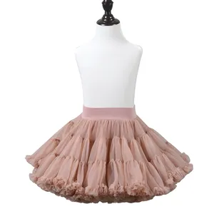 2022 Hot selling new children dance many different solid color net yarn wrinkle princess pink girls tutu Petti skirts
