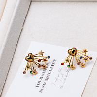 Boucles d'oreilles en zircon irrégulier en forme de cœur pour femmes, plaquées argent 925, style minimaliste