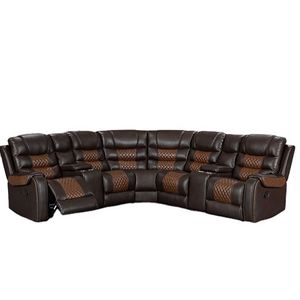 Conjunto de Sofás Reclinables Eléctricos de Cuero con Consola de Almacenamiento para Sala de Estar - Product Image 2