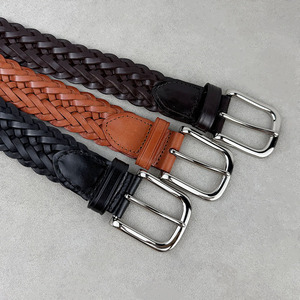 Cinturón de Cuero Genuino Tejido a Mano para Hombre, Cinturón de Cuero Vacuno Trenzado, Estilo Casual de Negocios, Minimalista y a la Moda - Product Image 2