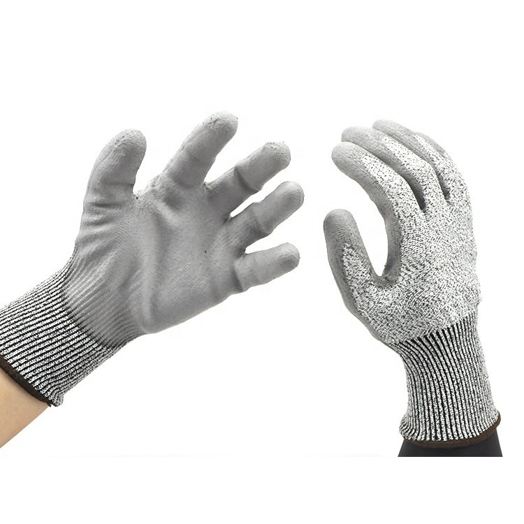 13G Pu Safety Gloves Level 5 Cut Resistant Gloves Ansell Grey Anti-Cut Work Gloves