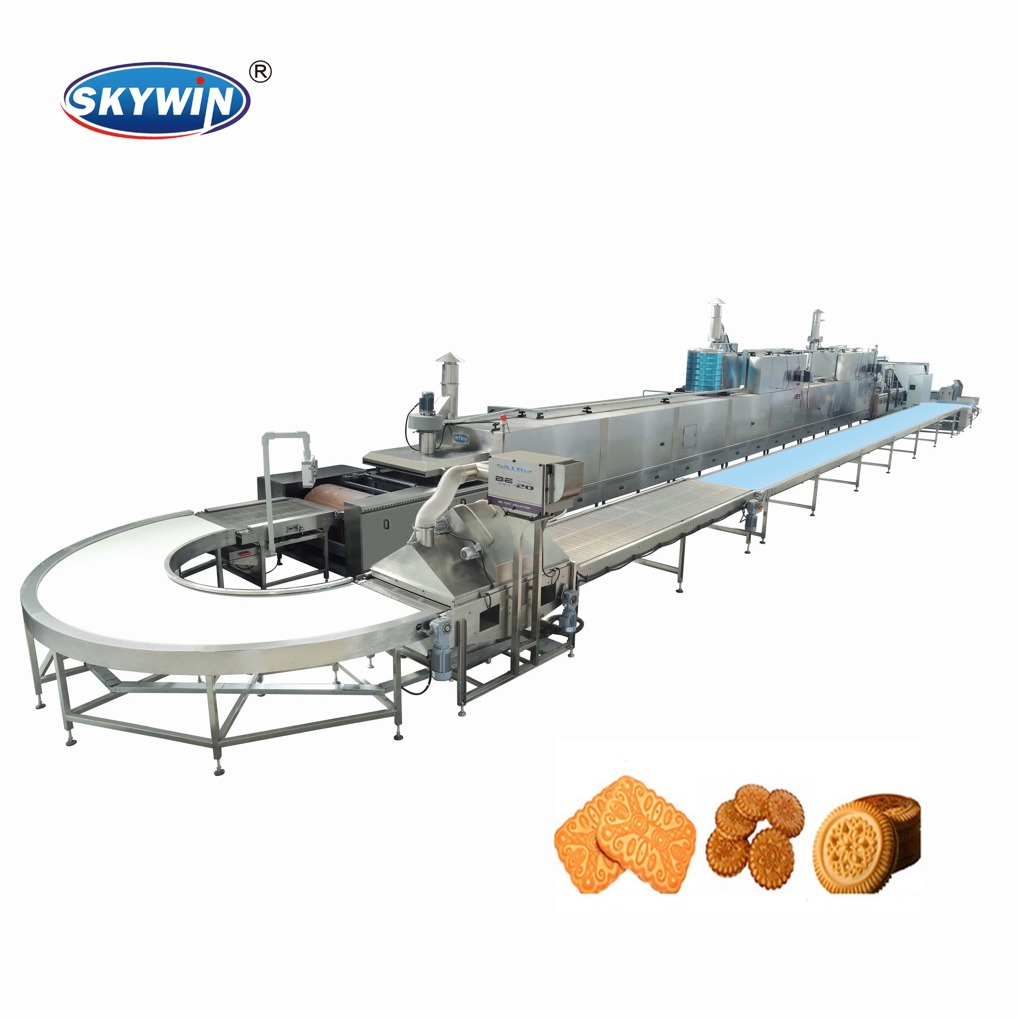 Skywin bisküvi makinesi üretim hattı üretim otomatik bisküvi yapma makinesi çin'de
