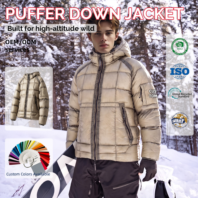 YuFan Custom  Lightweight Printing Puffer Down Jacket Casual Style Outdoor Men's Puffer Streetwear Coat Men