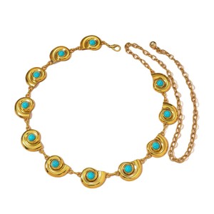 Cadena de cintura GX-Metal, cadena para ombligo, cinturón de moda con piedra verde y concha, accesorio para la cintura - Product Image 5