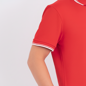 <b>Red</b> Polo Shirt Premium Cotton Blend Vibrant Color Modern Fit Comfortable <b>Fabric</b> for Retail Events or Corporate Brand Uniforms - Product Image 1