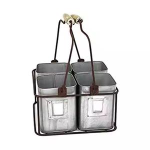 Galvanized Caddy Metal Utensil Holder <b>Kitchen</b> <b>Storage</b> Tabletop Holder Caddy Kitchenware Supplies - Product Image 3