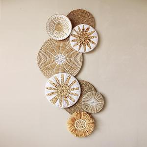 Ensemble de Décoration Murale Créative en Rotin Rond de Style Bohème et Wabi-Sabi pour Salon, Chambre, <span class=keywords><strong>Hall</strong></span> d'Entrée, Restaurant - Product Image 1