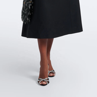 Nouvelles sandales à talons hauts en daim noir, design élégant, ornées d'un nœud en strass, sandales de soirée de créateur, grandes tailles jusqu'au 46