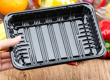 Stretch film seal style packaging plastic pvc fruit trays as paper fruit vegetable packing tray alternative