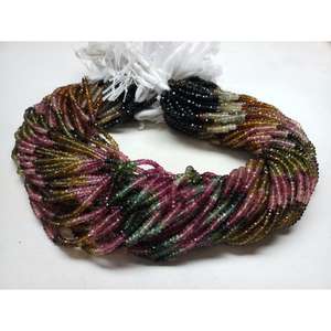 Natural Multi Tourmaline Faceted Rondelle Beads Strands 3.5-4mm Multi-Colored 12.5 Inches Wholesale Price for Jewelry Making - Product Image 1