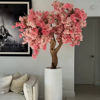 Albero di Ciliegio Artificiale Personalizzato Rosa e Bianco, Pianta in Legno con Fiori Artificiali, Bonsai per Decorazioni Casa e Matrimonio