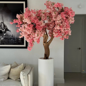 Arbre artificiel de cerisier rose et blanc sur mesure, plante en bois, fleurs artificielles, bonsaï pour la <span class=keywords><strong>d</strong></span>écoration de la maison et des mariages - Product Image 3