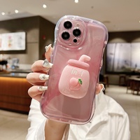 Gradient Powder Wave Bubble LPhone16 Case pour Apple 15 Style INS Peach Heart Juice TPU Material Retail Packaging Model 17 Plus