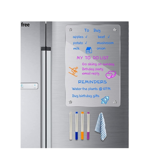 Aitee Whiteboard Fridge Dry-Erase Memo Board and Calendar Monthly Planner Made of Durable PET Material Acrylic Magnetic Board
