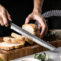 Premium 9.8 pouces couteau à pain en acier inoxydable à haute teneur en carbone cuisine Chef couteau à pain couteau à couper le pain avec manche en bois Mkuruti