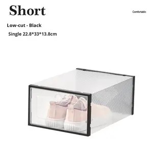 صندوق تخزين أحذية بلاستيكي شفاف على الطراز الياباني قابل للتكديس والطي سعة 10 لتر لتنظيم الملابس والأحذية الرياضية في غرفة النوم - Product Image 4