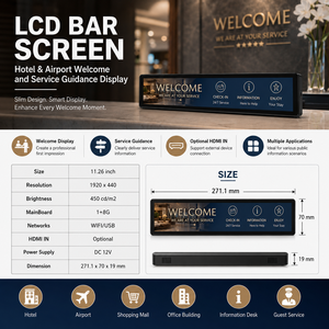Écran LCD étiré haute luminosité de 11,26 pouces avec WiFi et USB pour affichage numérique et publicité sur les bords des rayonnages d'épicerie - Product Image 3