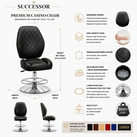 Chaise de casino réglable SUCCESSOR avec vérin à gaz, chaise de poker de luxe, sièges de casino haut de gamme, prix usine