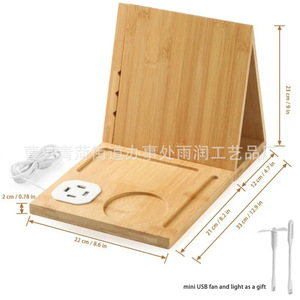 Wooden Tablet <b>Stand</b> Desktop Triangular Phone Bookshelf Adjustable Solid Wood Modern Simple Style - Product Image 5