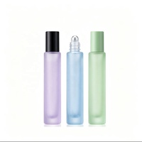 Flacon en verre roll-on de 10 ml à fond épais pour huile cosmétique, parfum et crème contour des yeux, avec bille et bouchon à vis, sérigraphie