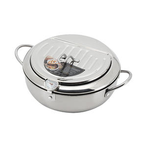 หม้อทอดสแตนเลส 304 พร้อมเทอร์โมมิเตอร์ ตะแกรงกรองน้ำมัน หม้อทอดเทมปุระแบบญี่ปุ่น หม้อทอดขนาดเล็ก สำหรับทอดปลา กุ้ง ไก่ - Product Image 5