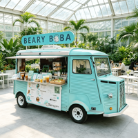 Remolque de Comida Eléctrico Retro Personalizado Citroën con Sellador Eléctrico Comercial para Té de Burbujas, Ideal para Jardín Botánico