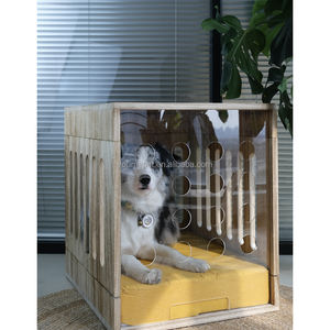 Youme Huisdierenproducten Bestseller Geventileerd Houten Hondenhok Met Acryl Deur Hondenbedden Dierenhuisjes En Meubels - Product Image 3